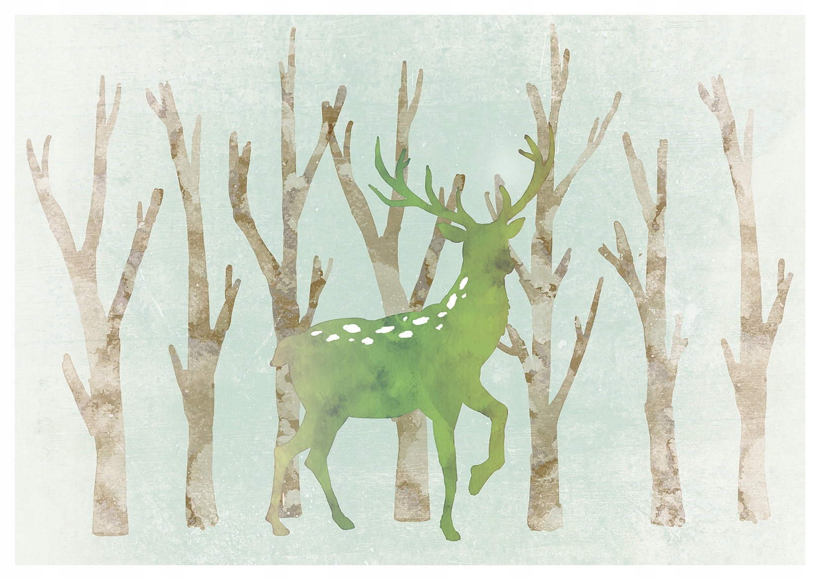 Fototapeta Zimný les s jeleňom, pokojné vinylové farby 254x184 lepidlo