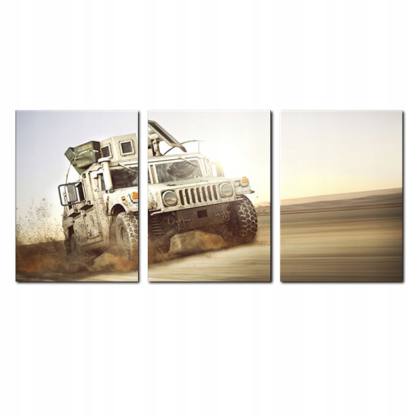 Obraz Vojenské auto Hummer triptych zeď premium 40x90 cm