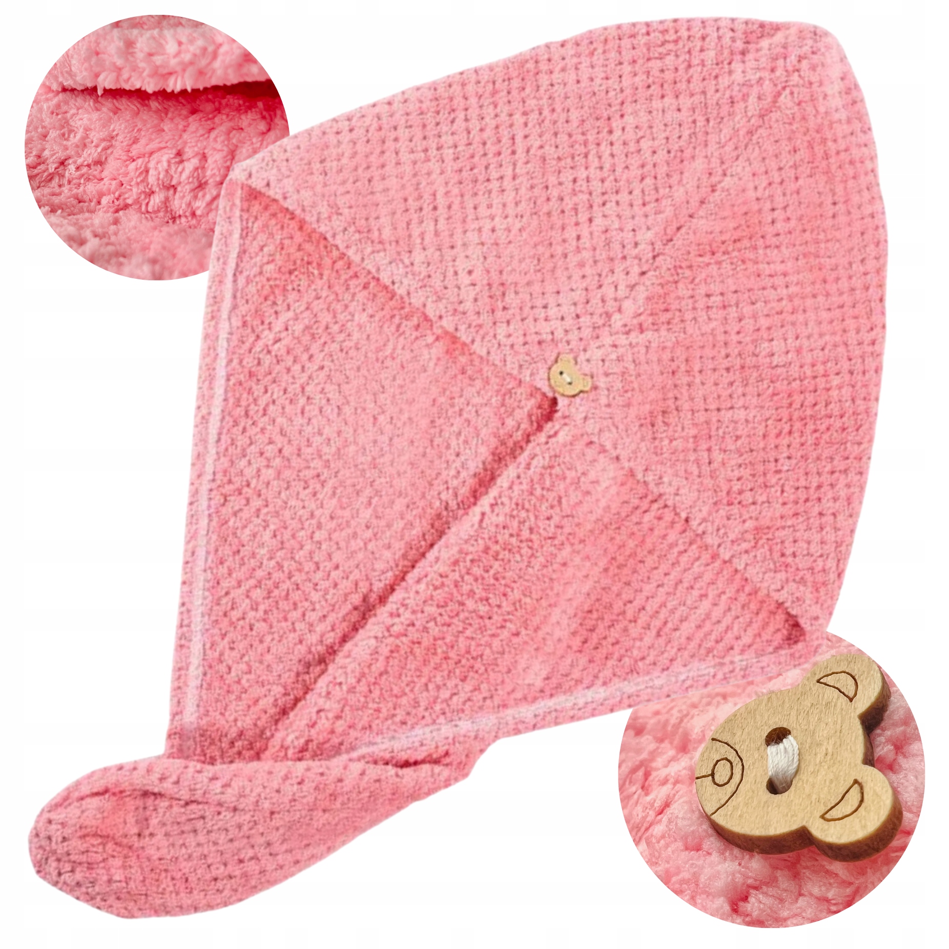 Turban do włosów ręcznik z mikrofibry do suszenia różowy SEOL Cosmetics
