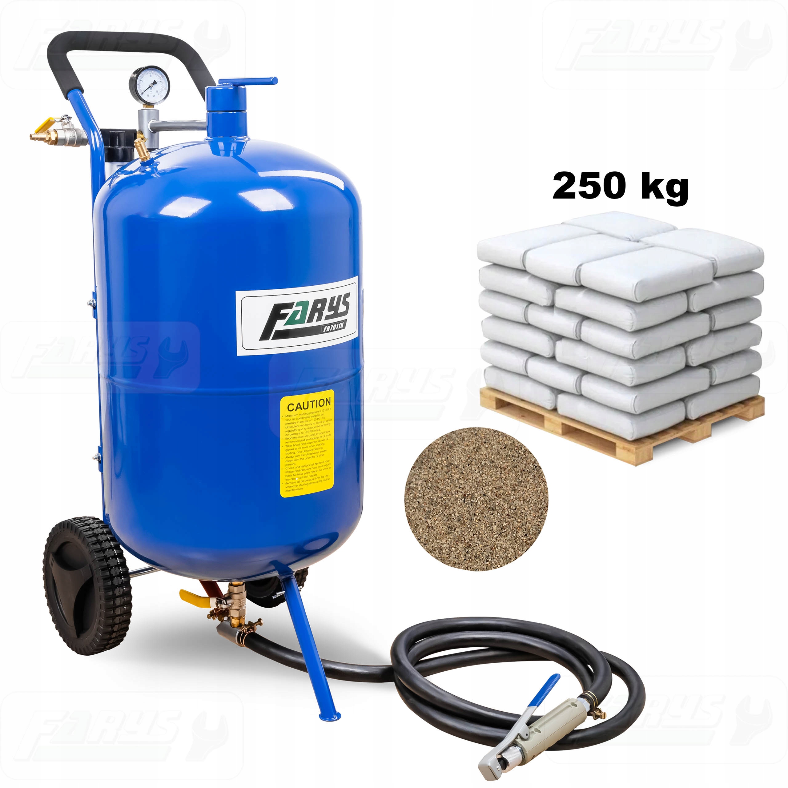 Zestaw do piaskowania: piaskarka 76l + ścierniwo piasek 250kg