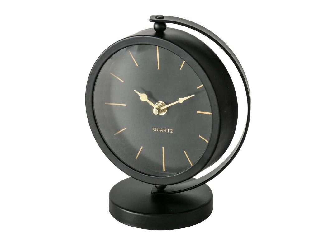 Stolní černé hodiny Balia, zlaté ručičky, 20 cm