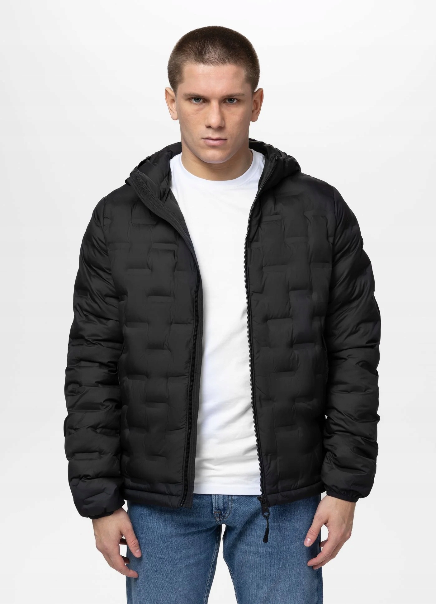 Prošívaná Zimní bunda Pit Bull s kapucí "camino" vel. S černá