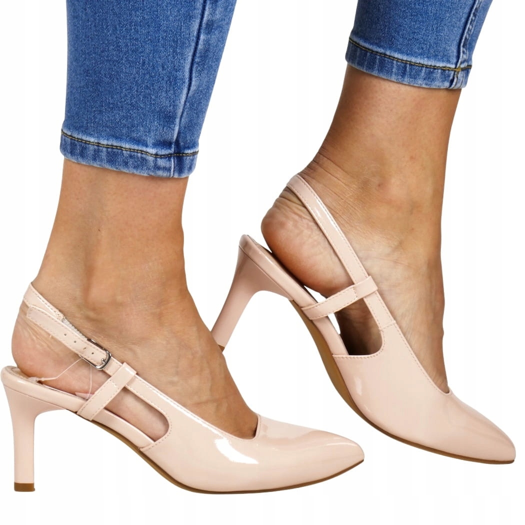 iButy Čelovka S Odkrytou Vykrojenou Patou Na Špendlíku Pudr Růžové Lakované