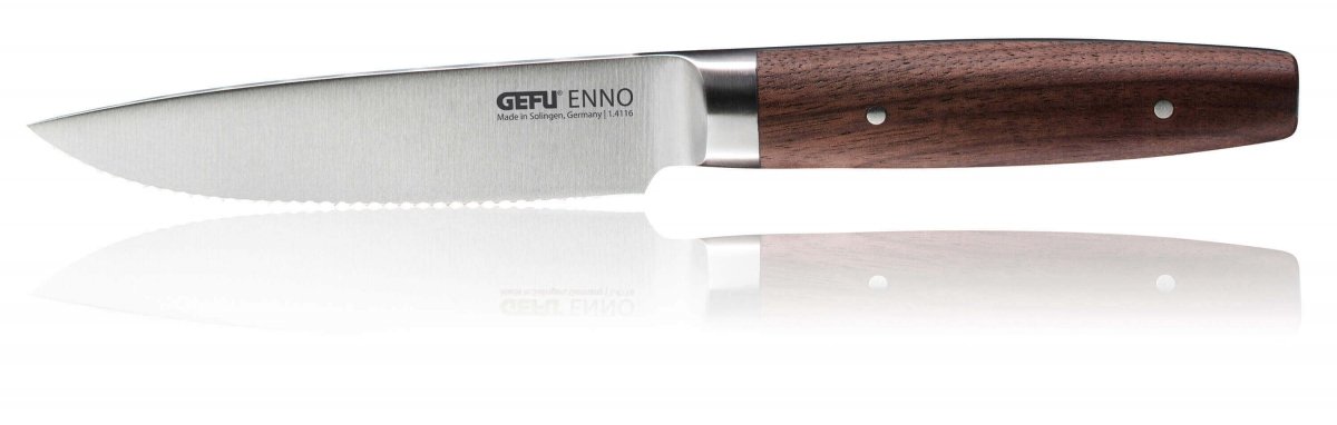 Univerzálny nôž so zúbkami Gefu Enno 11 5 cm na kuchynskú zeleninu, oceľový