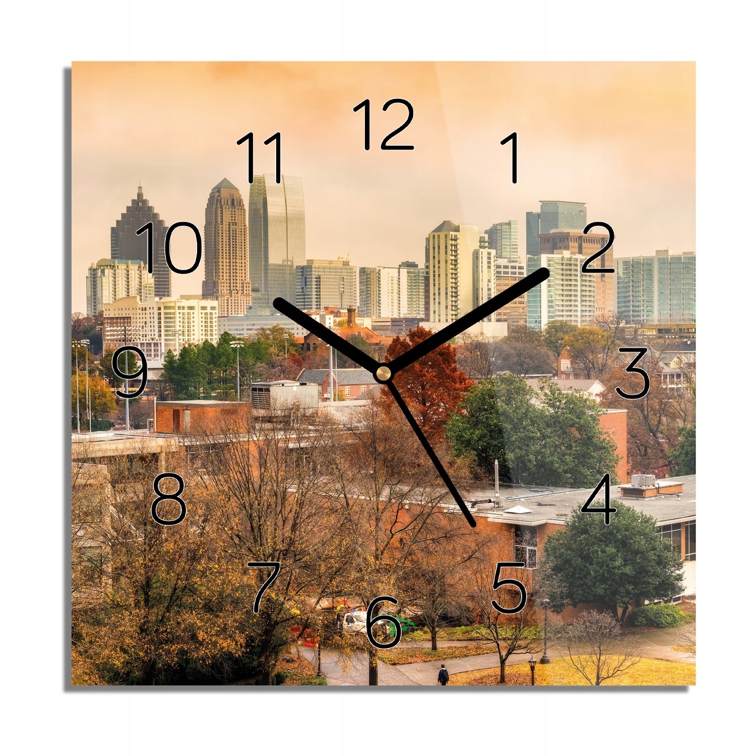 

Miasto drzewa domy foto-zegar czarne cyfry 30x30
