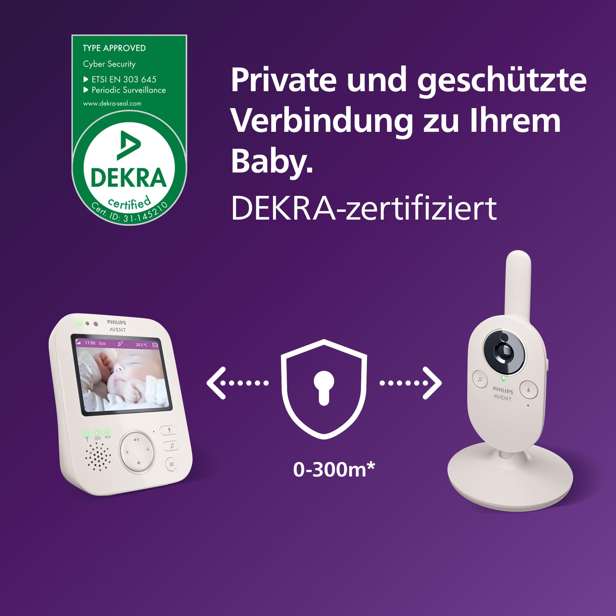 PHILIPS Avent Niania Elektroniczna Kamera 35" Zoom Termometr Nocny Widz — miniatura 6