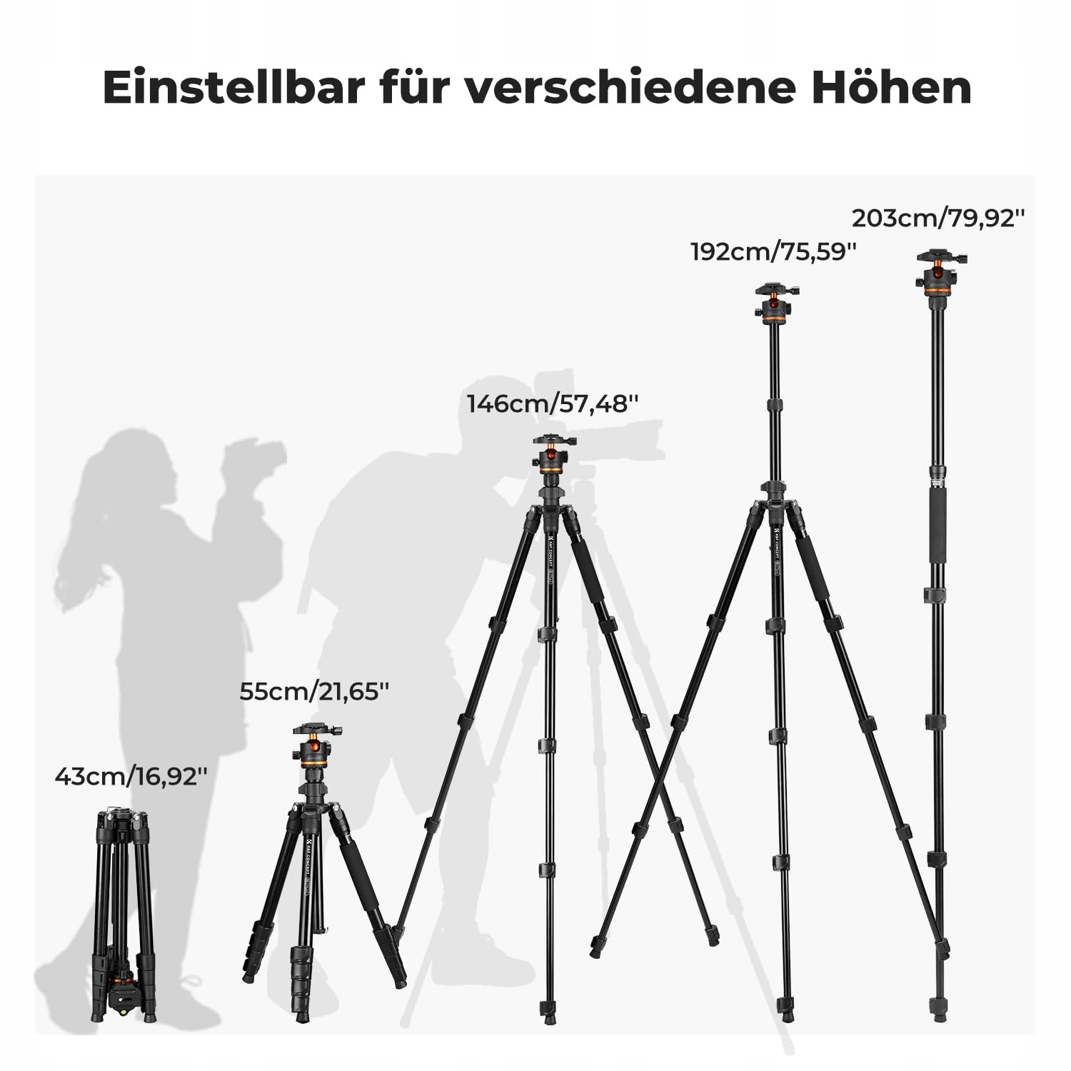 K&F CONCEPT Statyw 192cm Do Aparatu i Smartfona Aluminiowy Z Pilotem — miniatura 6