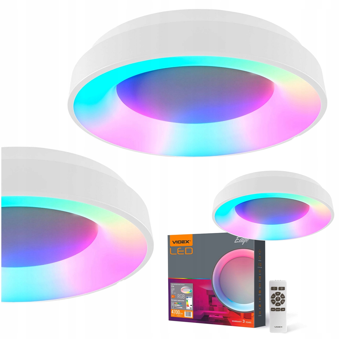 Plafon Led Lampa Sufitowa Okrągła Biała Zmienna Barwa Rgb Pilot