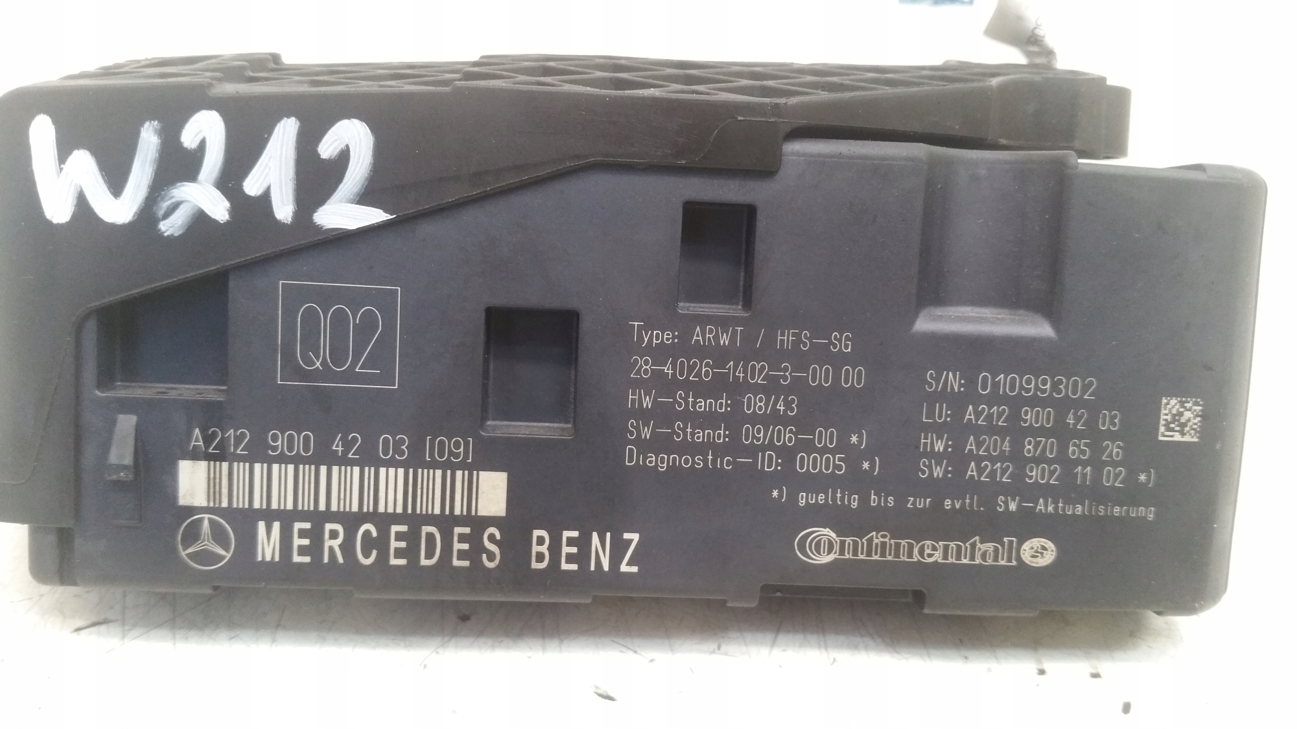 unité de commande électronique uce du capot 2129004203 Mercedes W212