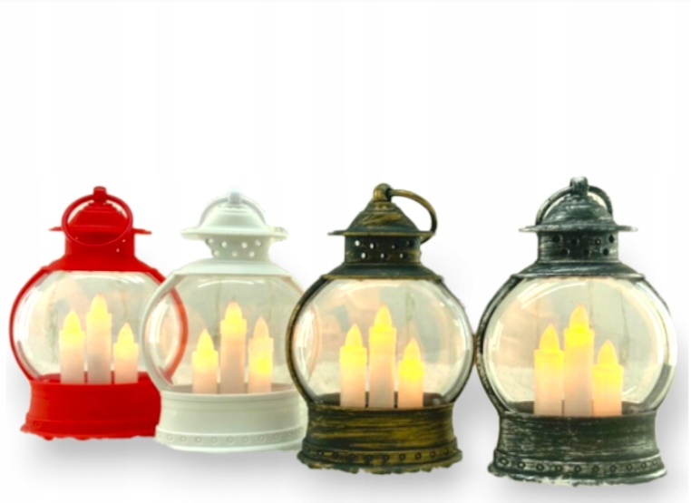 LAMPION ŚWIĄTECZNY DEKORACYJNY W KSZTAŁCIE OWALA 3 ŚWIECZKI