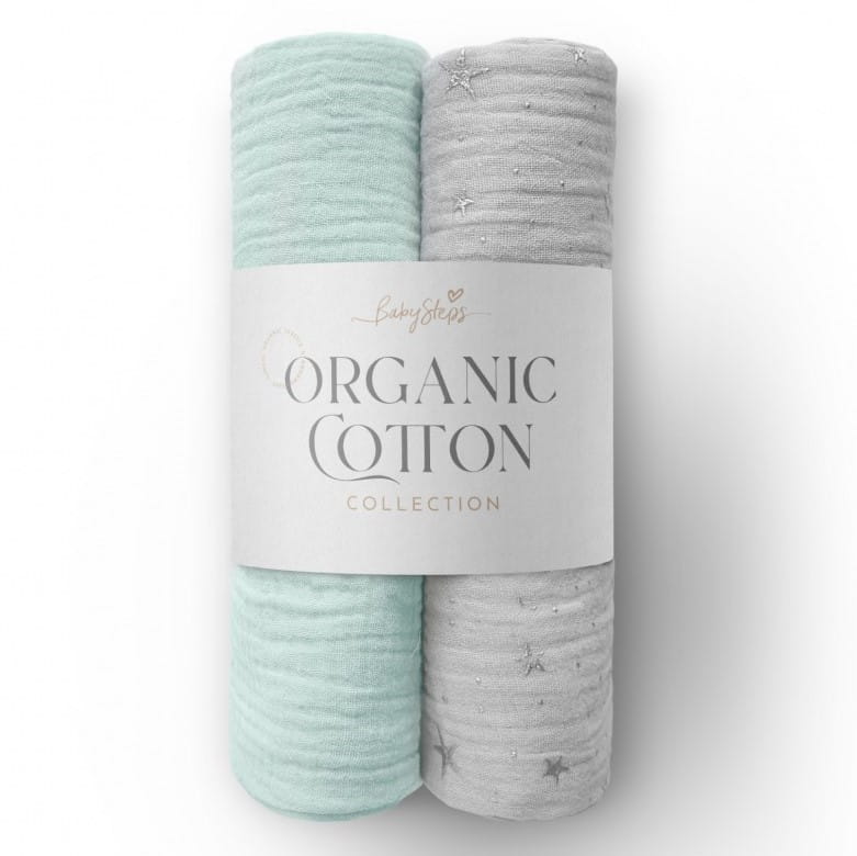 

Babysteps 2-pack otulacz muślinowy Gots Pastel Sky