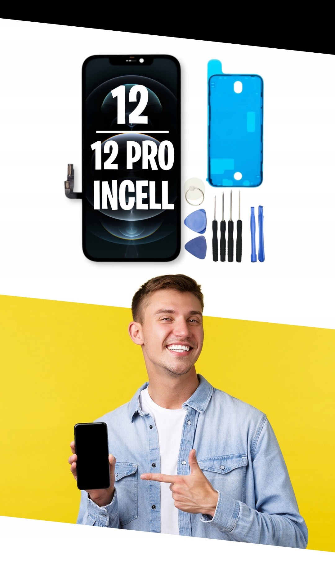 WYŚWIETLACZ EKRAN do Apple iPhone 12 / 12 PRO INCELL + ZESTAW NAPRAWCZY Pasuje do marki Apple