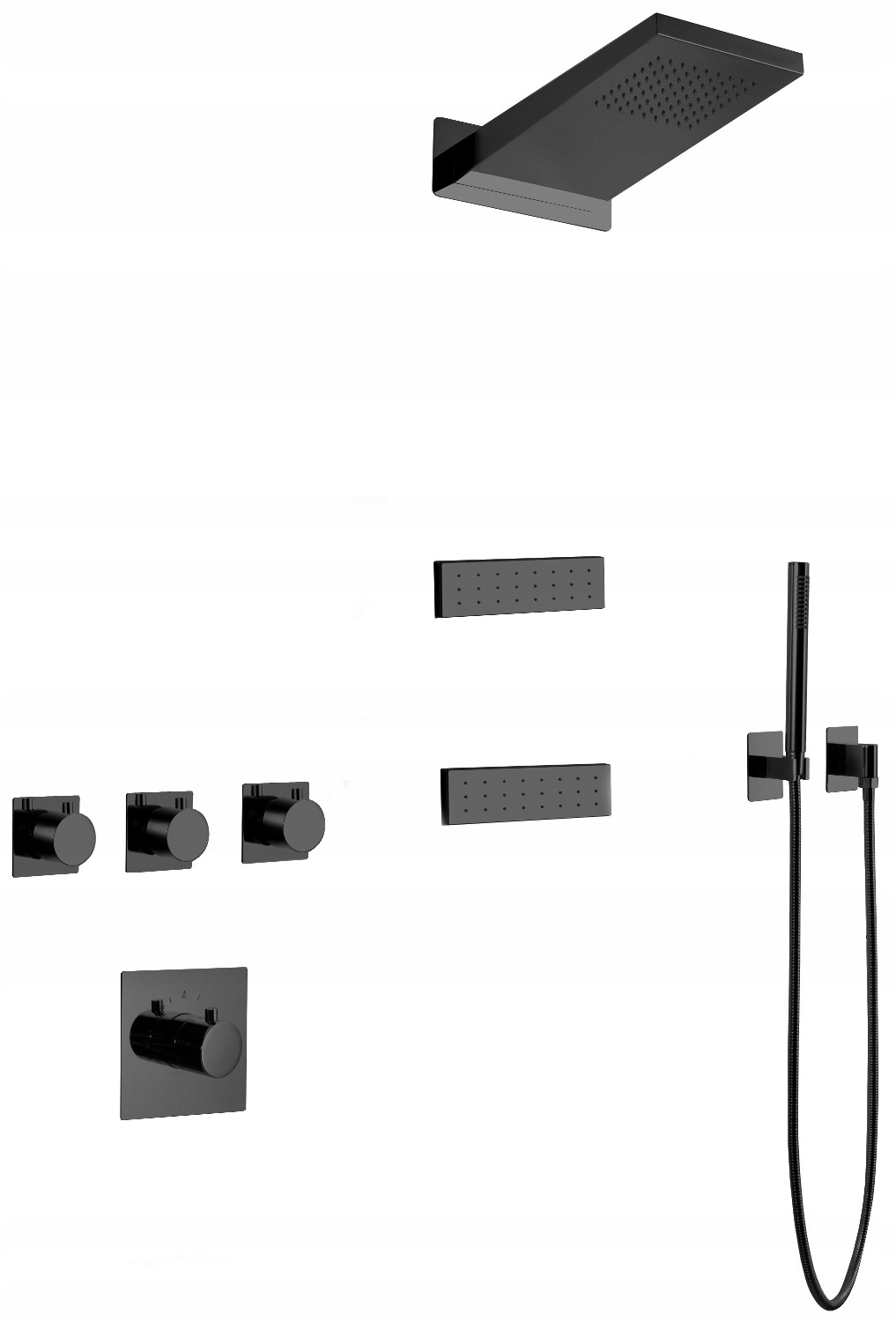 Mexen Fall sprchový set podomietkový, čierny 7602-04-70