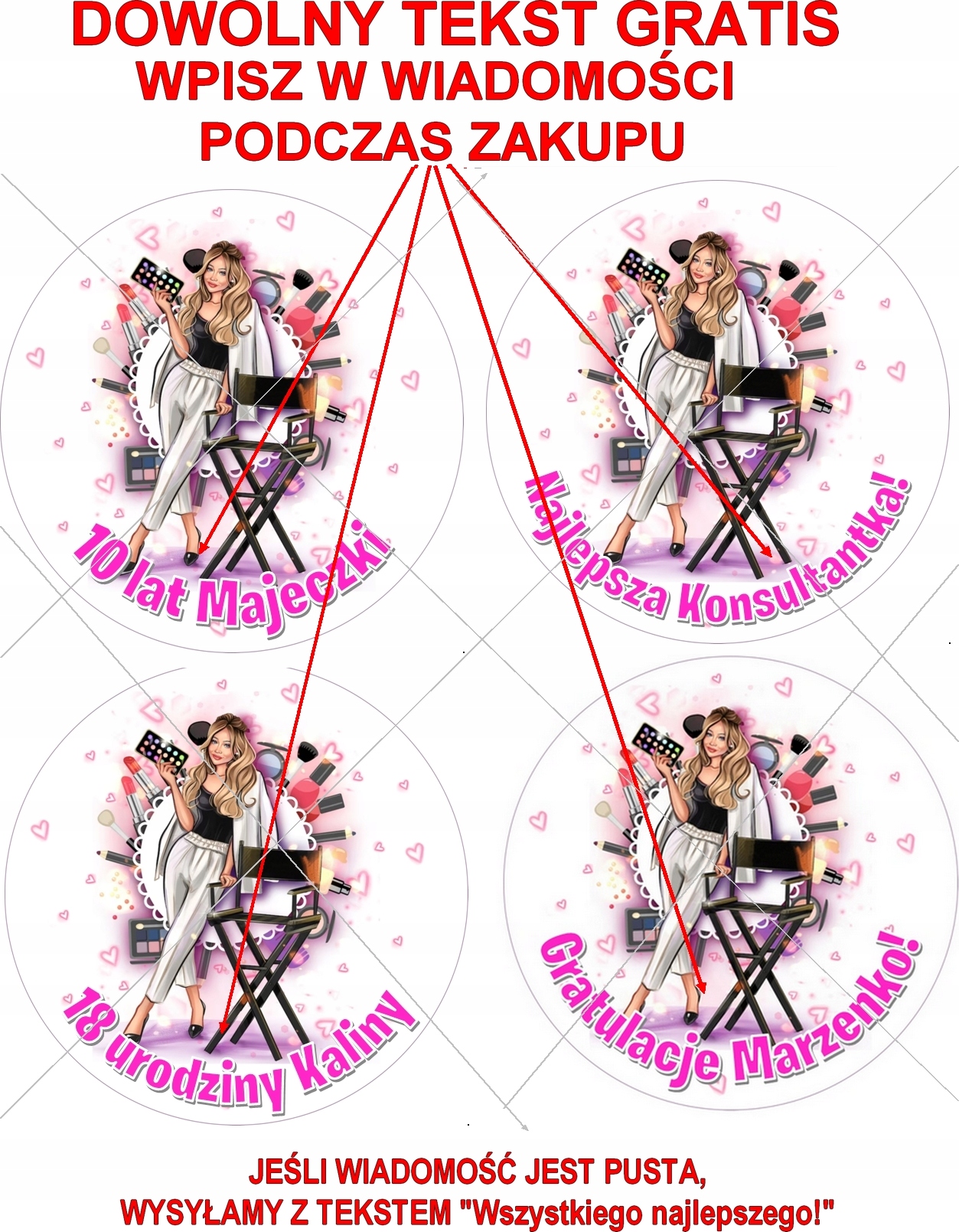 GRUBY OPŁATEK NA TORT FRYZJERKA STYLISTKA KOSMETYCZKA MAKIJAŻ wz5 + NAPIS Kod producenta waf-okr-fryz-wz5-KOS