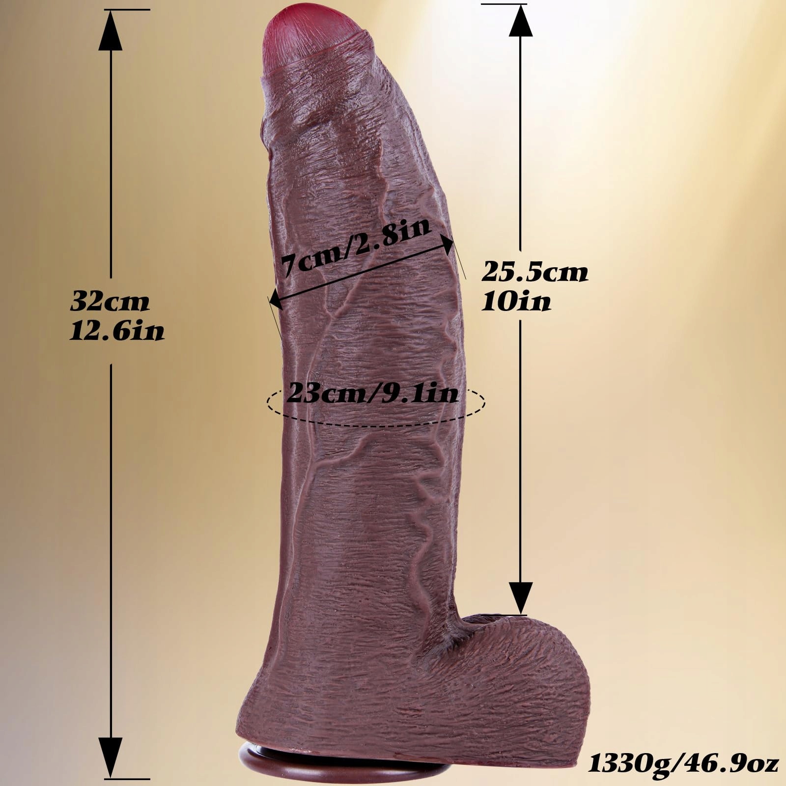 REALISTISCHER Dildo Czarny 32cm Z Przyssawką Dla Doświadczonych — miniatura 7