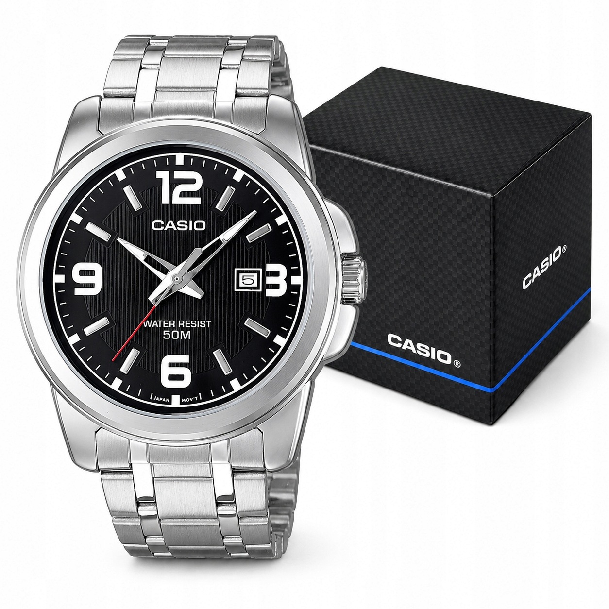 Pánské Hodinky Casio MTP-1314D-1AVEF Stříbrné Na Náramku S Černým Ciferníkem