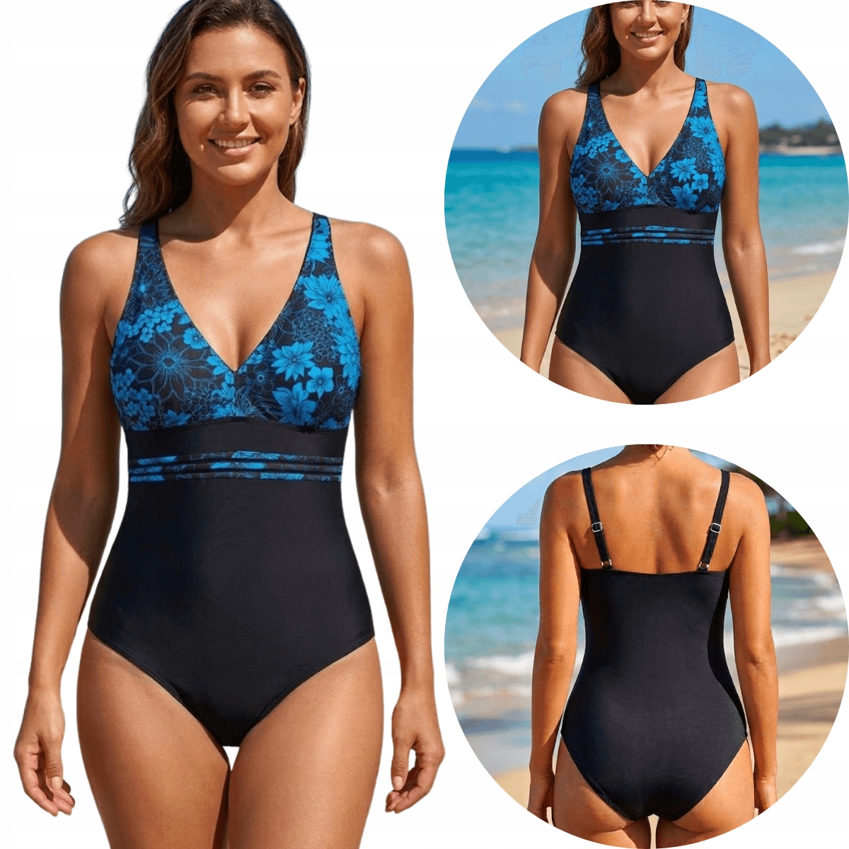 Jednodílné plavky Plus Size s vestavěným oblečením 29782 3XL