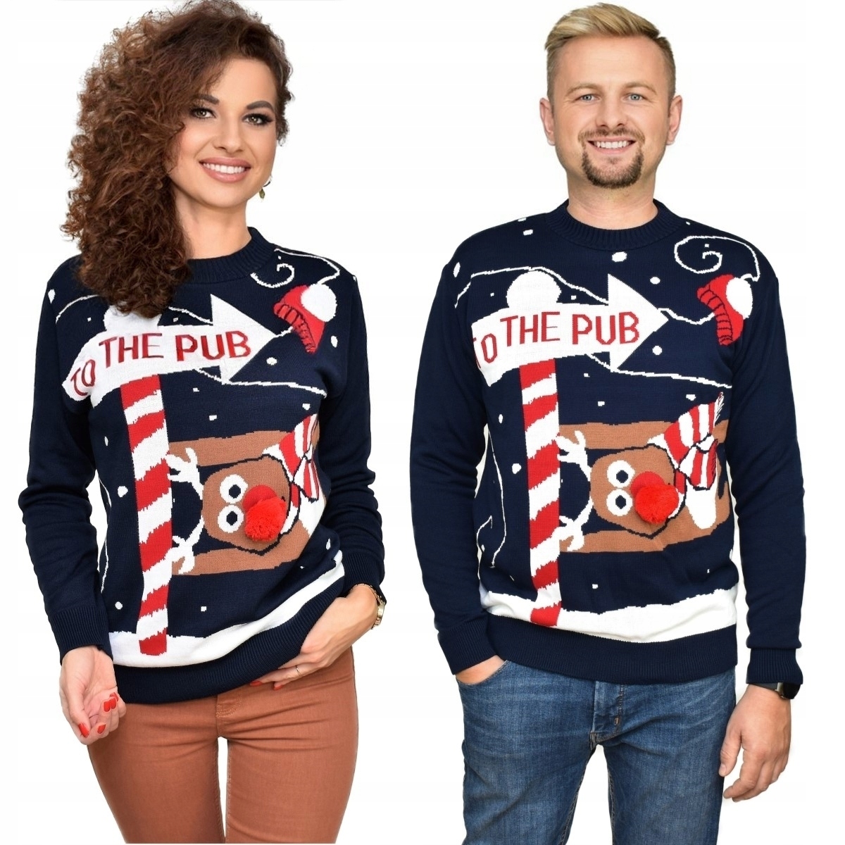 ŚWIĄTECZNE SWETRY ZESTAW Z RENIFEREM TO THE PUB