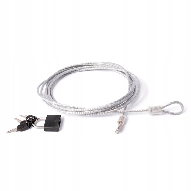 

Kłódka z linką stalową 4mm x 3m zabezpieczenie
