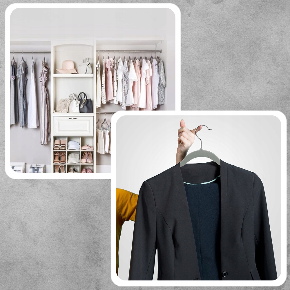 20x WIESZAKI NA UBRANIA WIESZAKI UBRANIOWE NA CIUCHY WELUROWE KOMPLET SZAFY Materiał welur