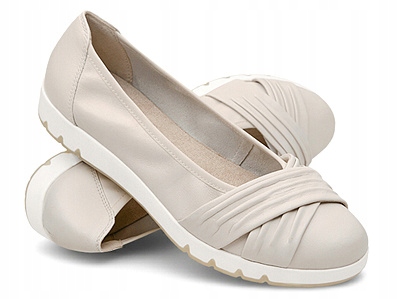 Balerinki Caprice 9-22118 r.40 Ecru Beż Tęgość H na Haluksy Szerokie Tęgie