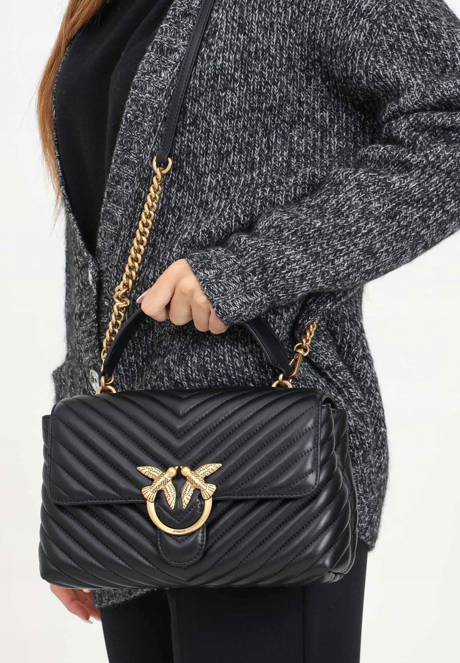 Pinko dámská kožená kabelka kabelka přes rameno Love Lady Puff Classic velká Black