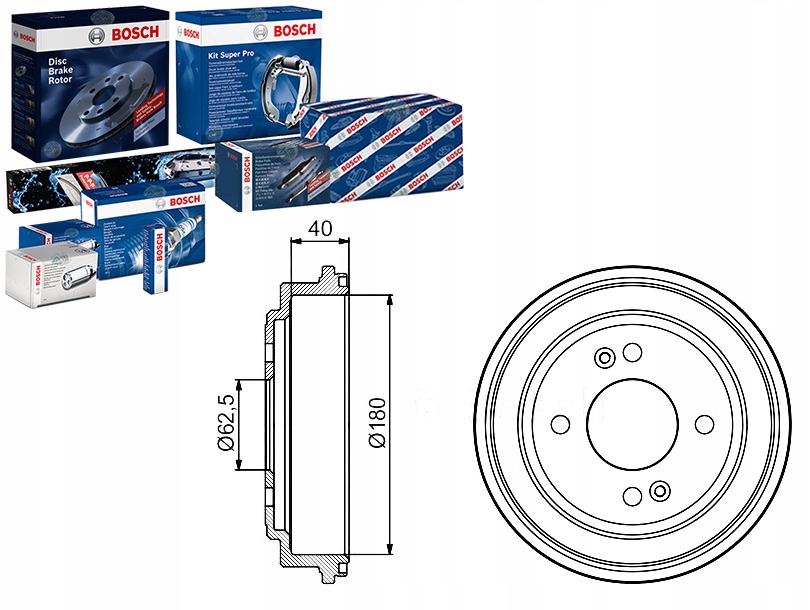 BOS0 986 - Комплект гальмівних барабанів BOSCH J3400513 7D0678