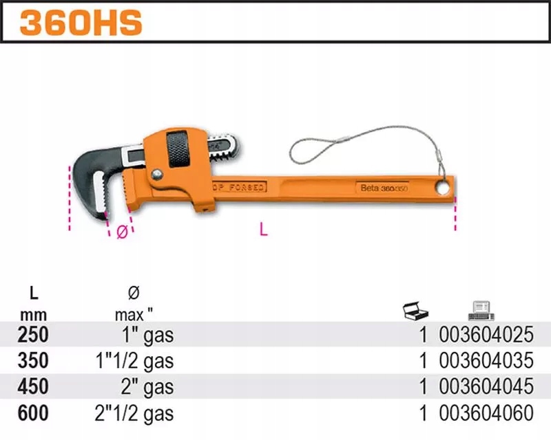 Klucz do rur typ stillson do prac na wysokościach 250mm Marka bez marki