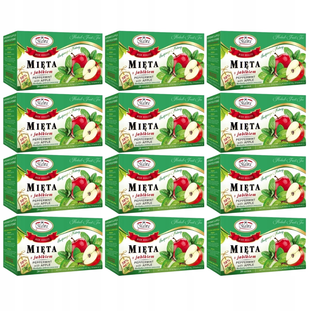 Levně Malwa Čaj máta s jablkem 40 g (20 x 2 g) x 12 kusů