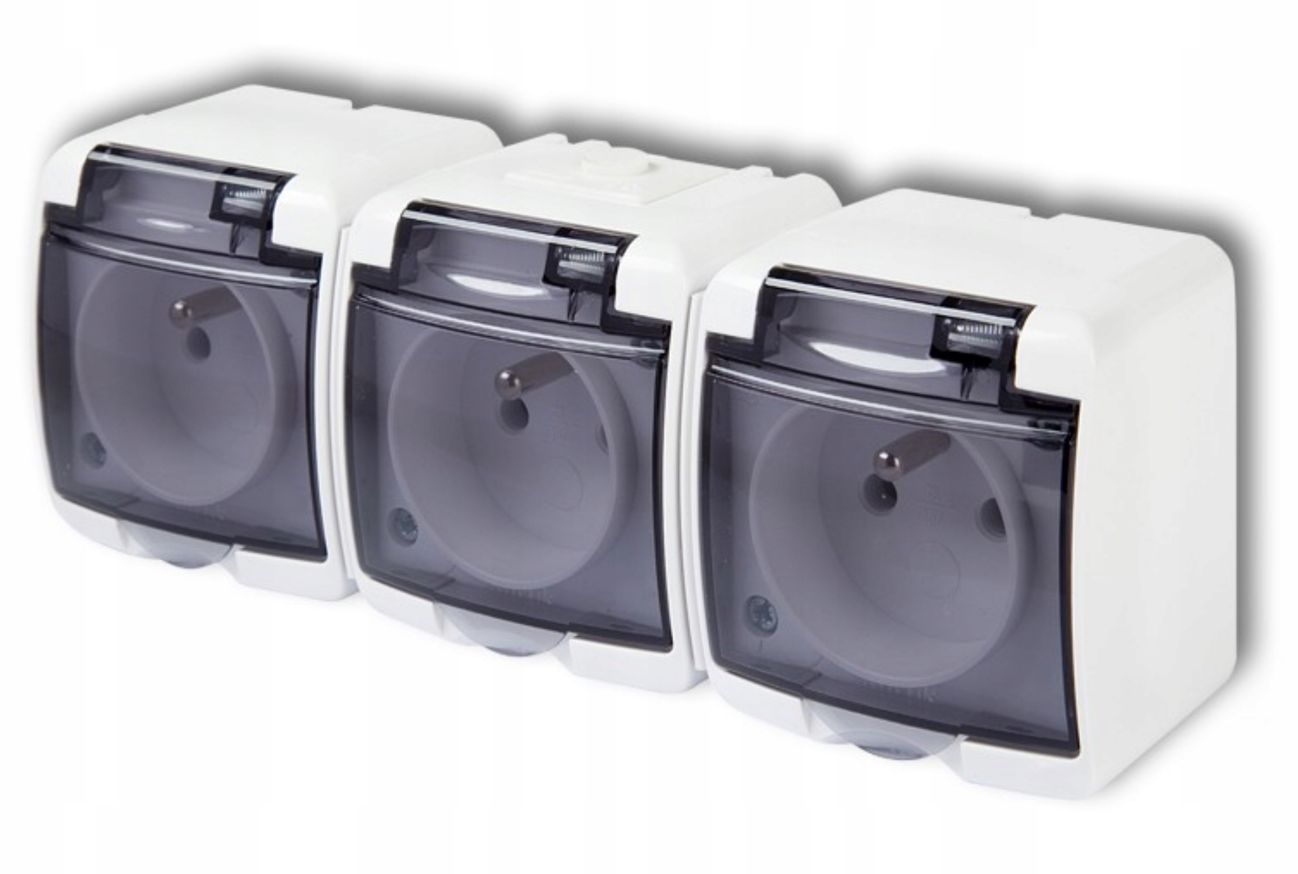 

Gniazdo hermetyczne potrójne klapka biały z/u