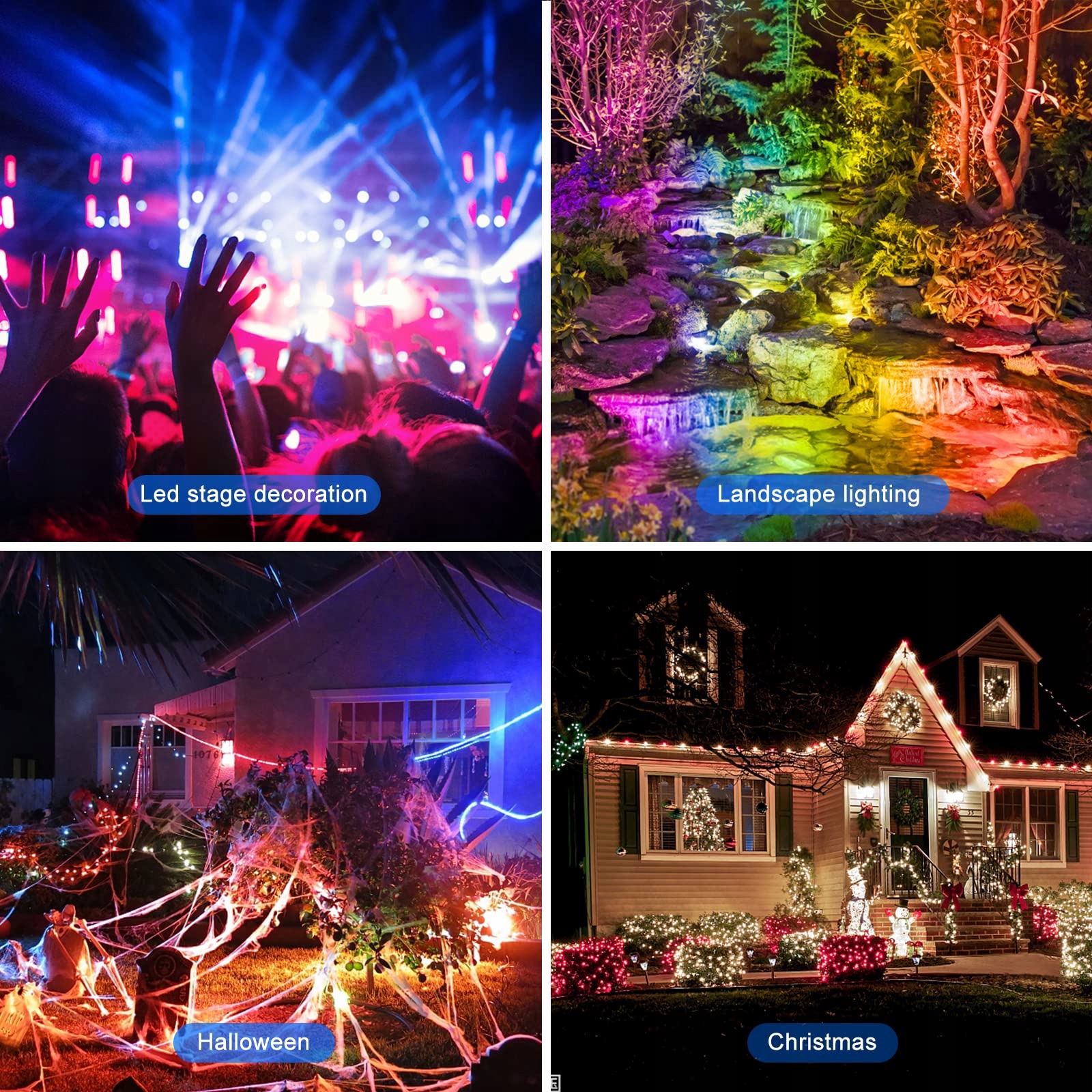Reflektor LED RGB Bluetooth Zewnętrzny Wodoodporny 2 Sztuki 30W IP66 CHANGM — miniatura 5