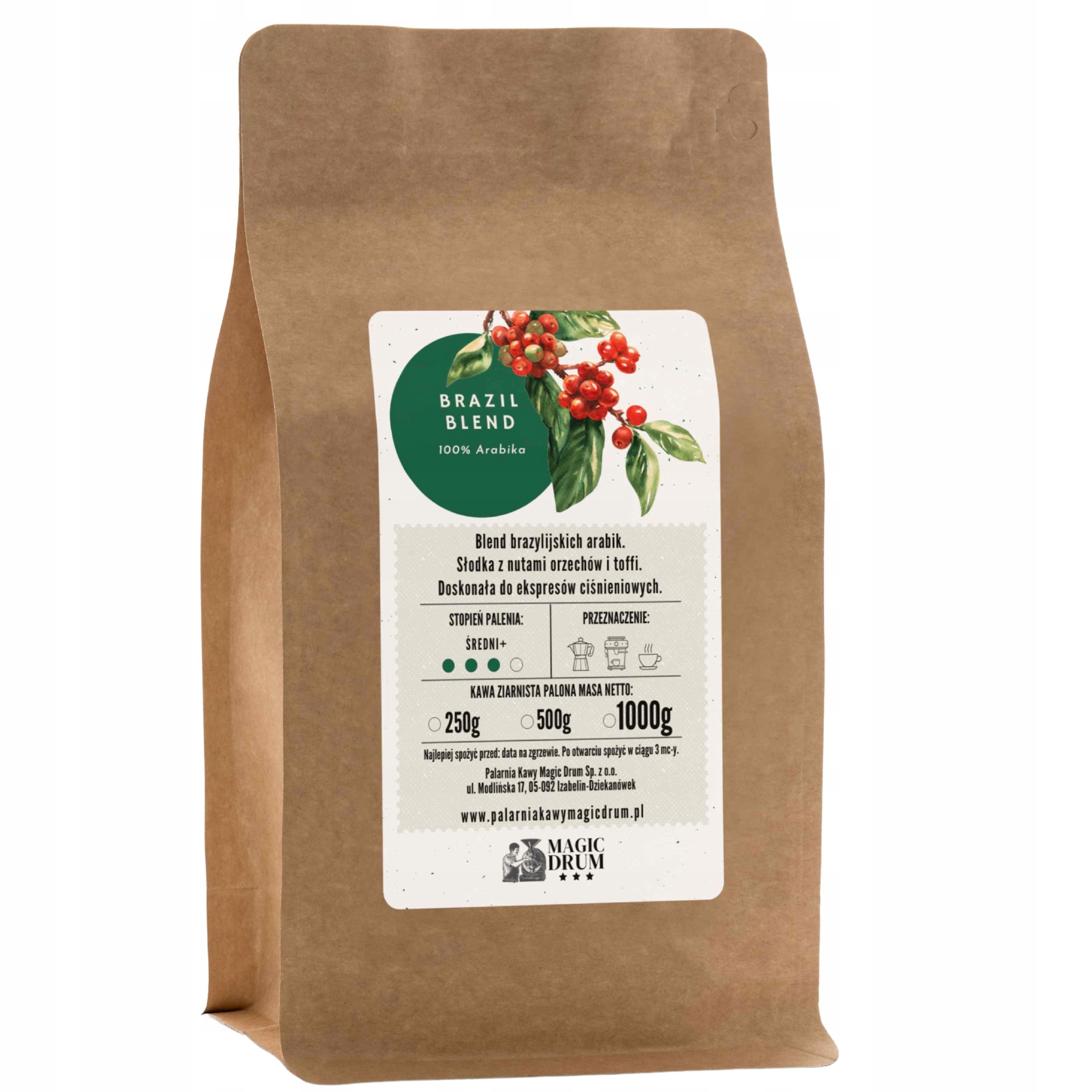 Levně Mletá káva 1 kg Brazílie Blend čerstvě pražená arabica