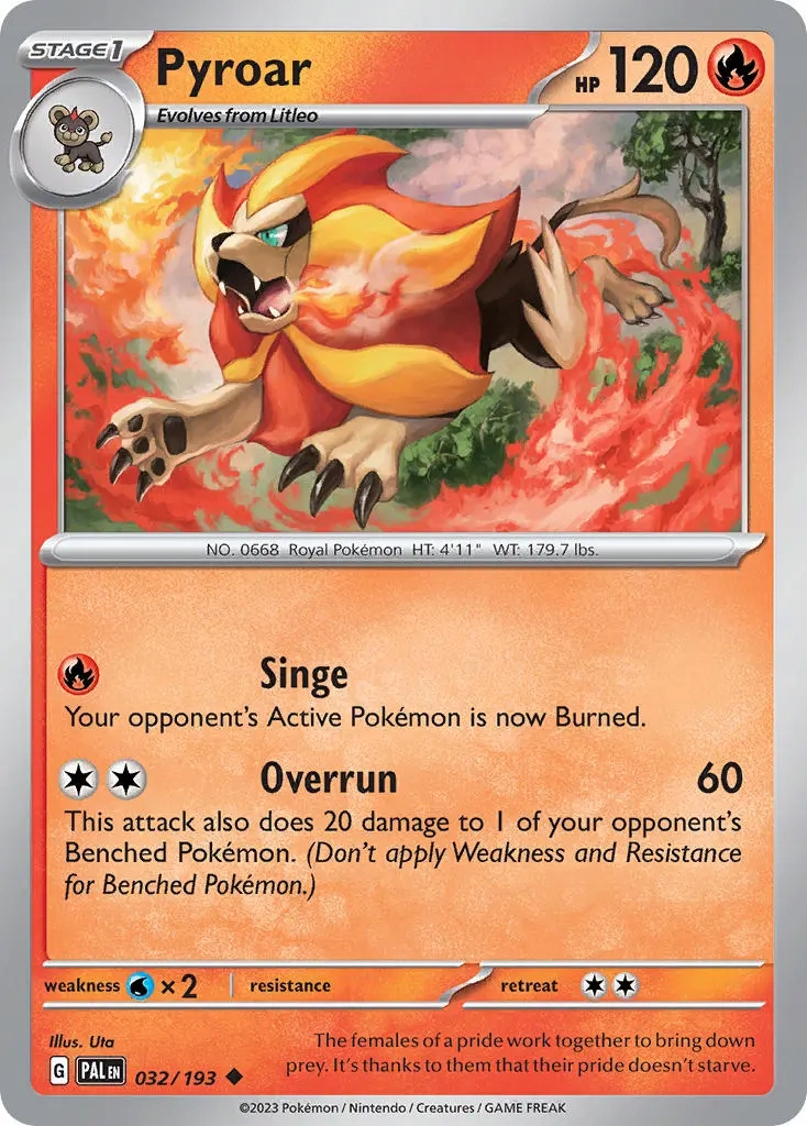 Oryginalna Karta Pokemon Pyroar (pal 032) Reverse Holo