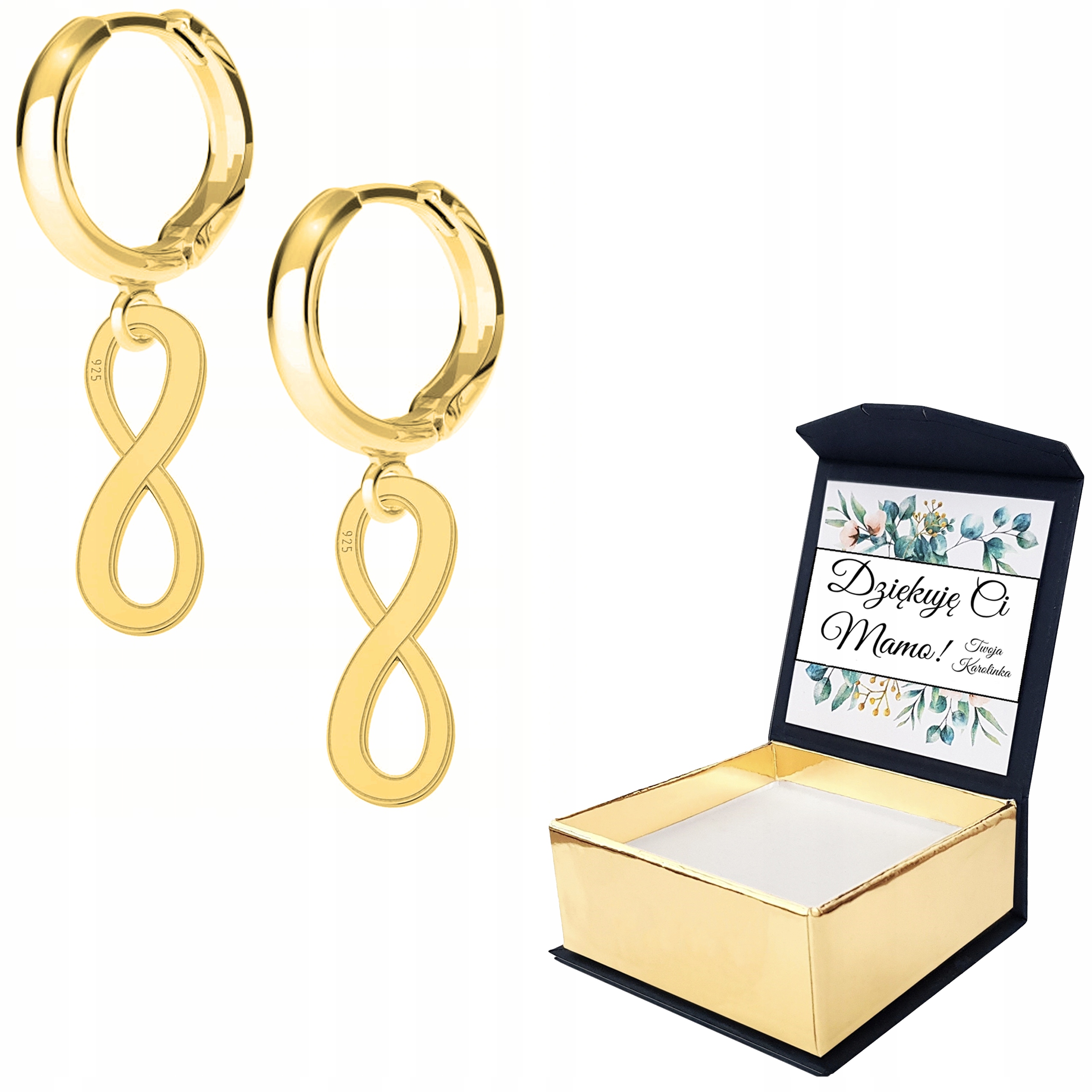 Náušnice zlaté Nekonečno 925 Vlastní Potisk