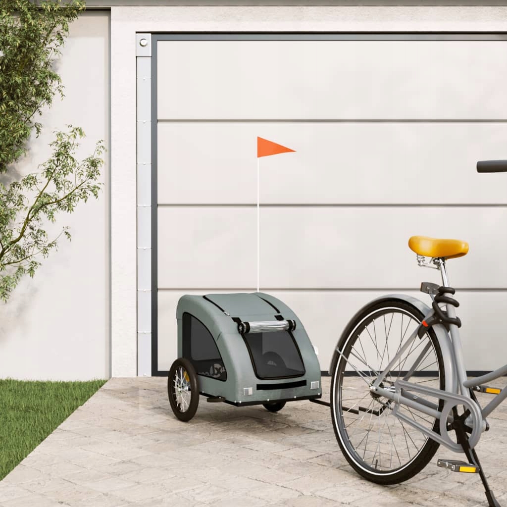 Levně Fionshop 262916783 Vozík za kolo pro psa šedý oxfordská tkanina a železo