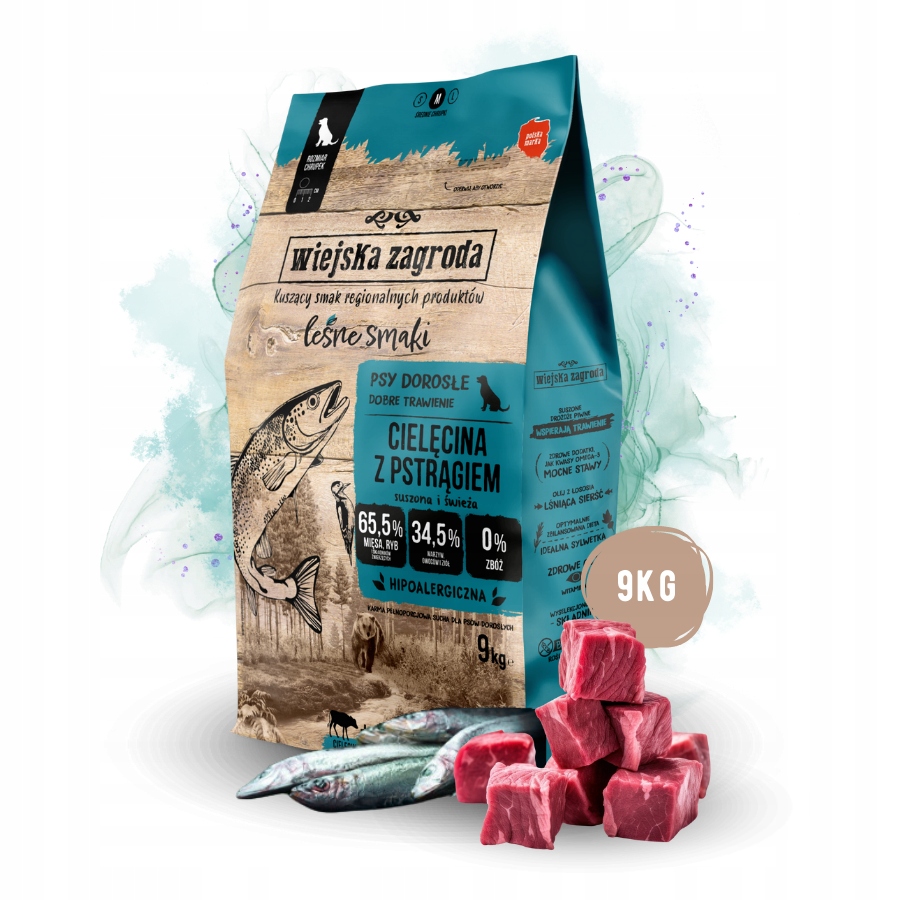 Wiejska Zagroda Leśne Smaki Karma dla psa Cielęcina Pstrąg Średnie rasy 9kg