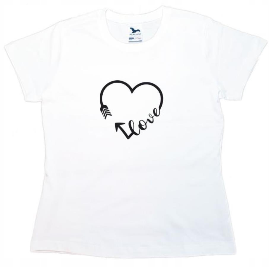 

Koszulka T-shirt z nadrukiem Love serce biała S