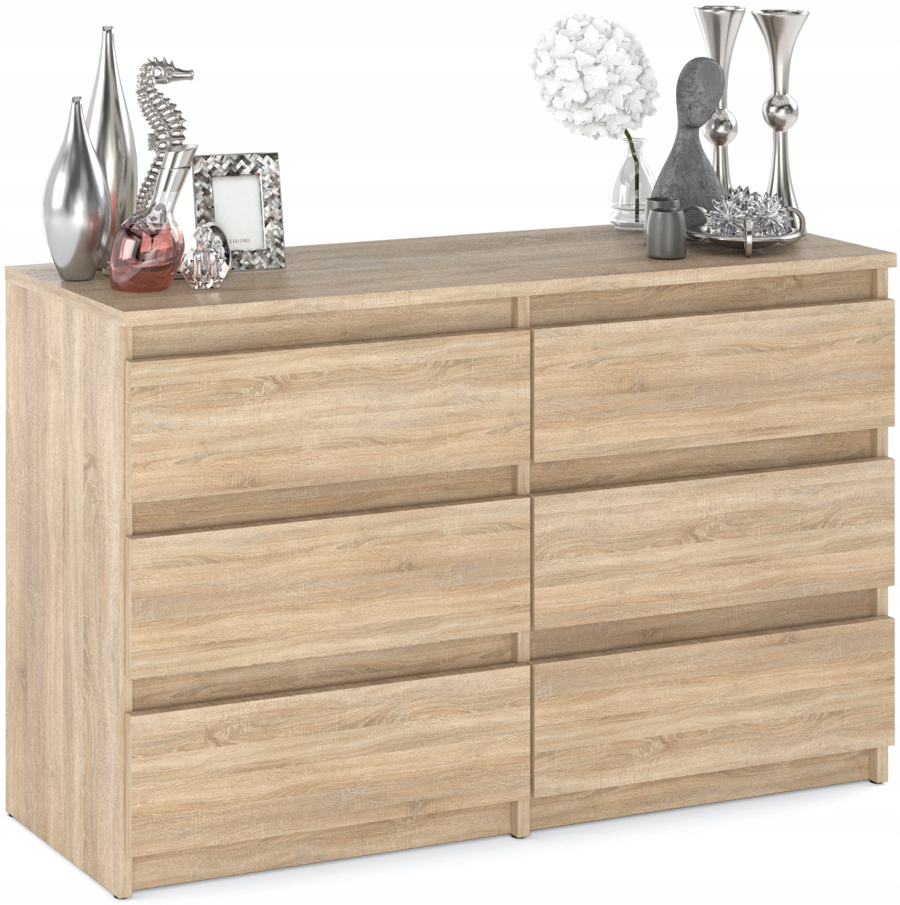 Komoda Dąb Sonoma Z 6 Szufladami 100 CM Szafka Rtv Pojemna Nowoczesna Salon EAN (GTIN) 5905123200885