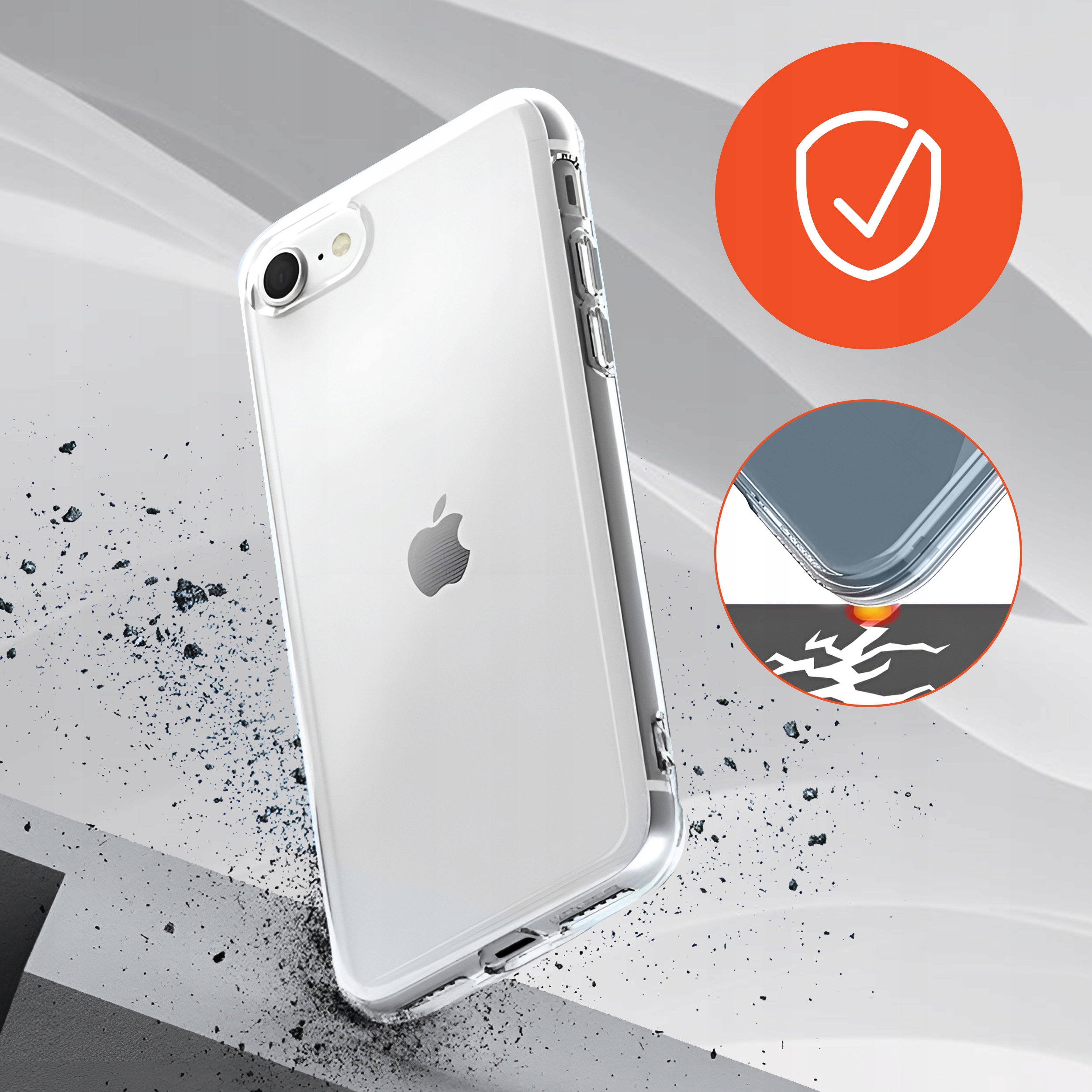 PRZEZROCZYSTY ETUI CASE SLIM PLECKI POKROWIEC DO IPHONE 7 8 SE 2020 2022 Funkcje pochłanianie wstrząsów