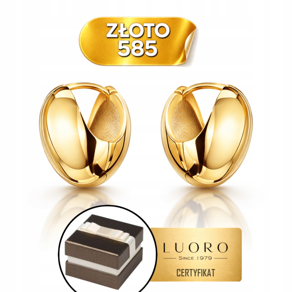 Náušnice Zlaté 585 14K Kuličky Hladké 13 MM Anglické Zapínání Elegantní