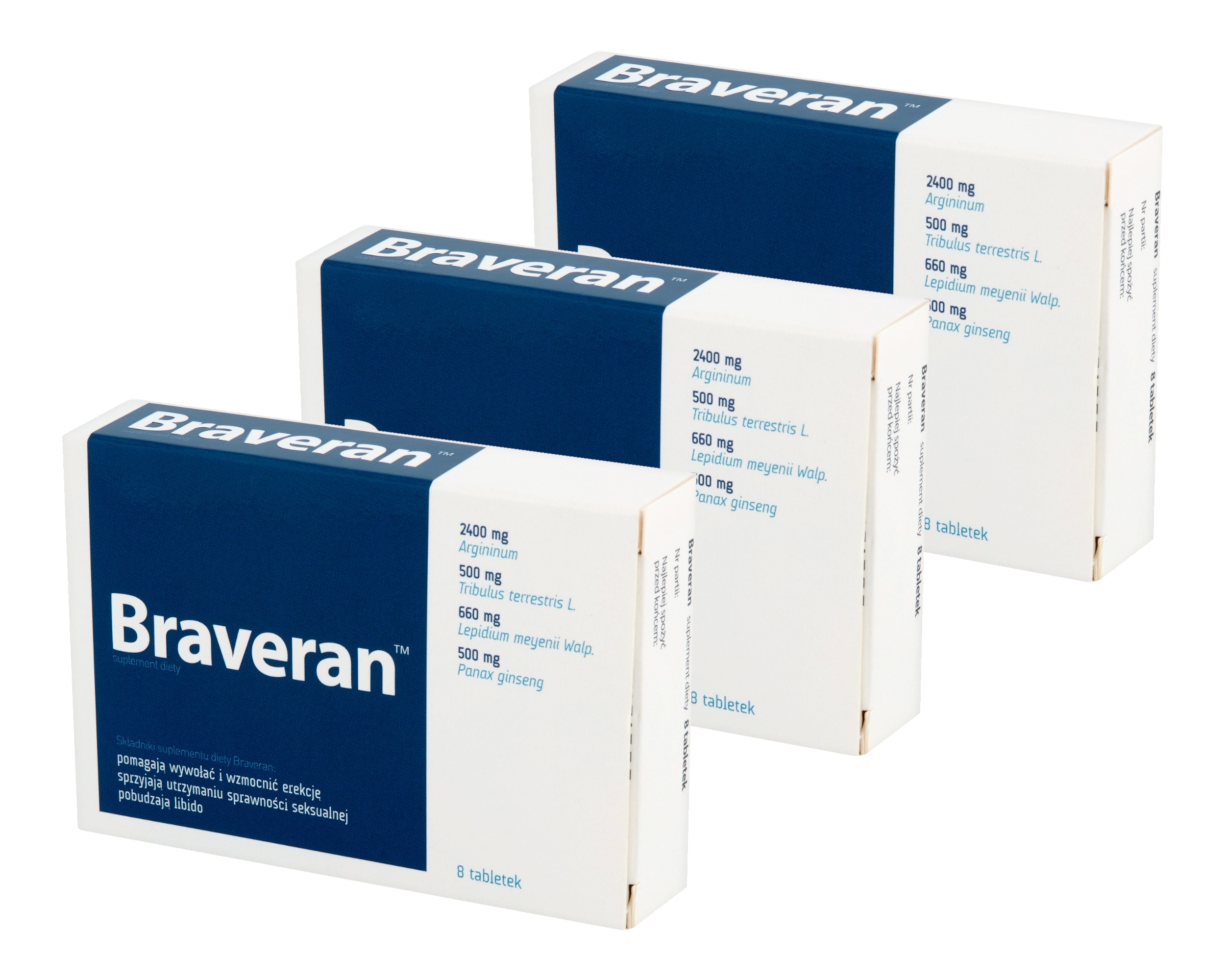 BRAVERAN 3 x 8 T POTENCJA LIBIDO EREKCJA STOSUNEK