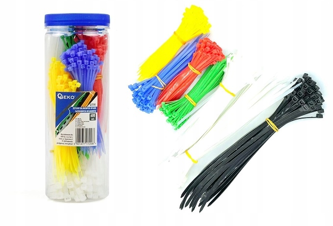OPASKI KABLOWE ZACISKOWE KOLOROWE ZESTAW 600 SZTUK