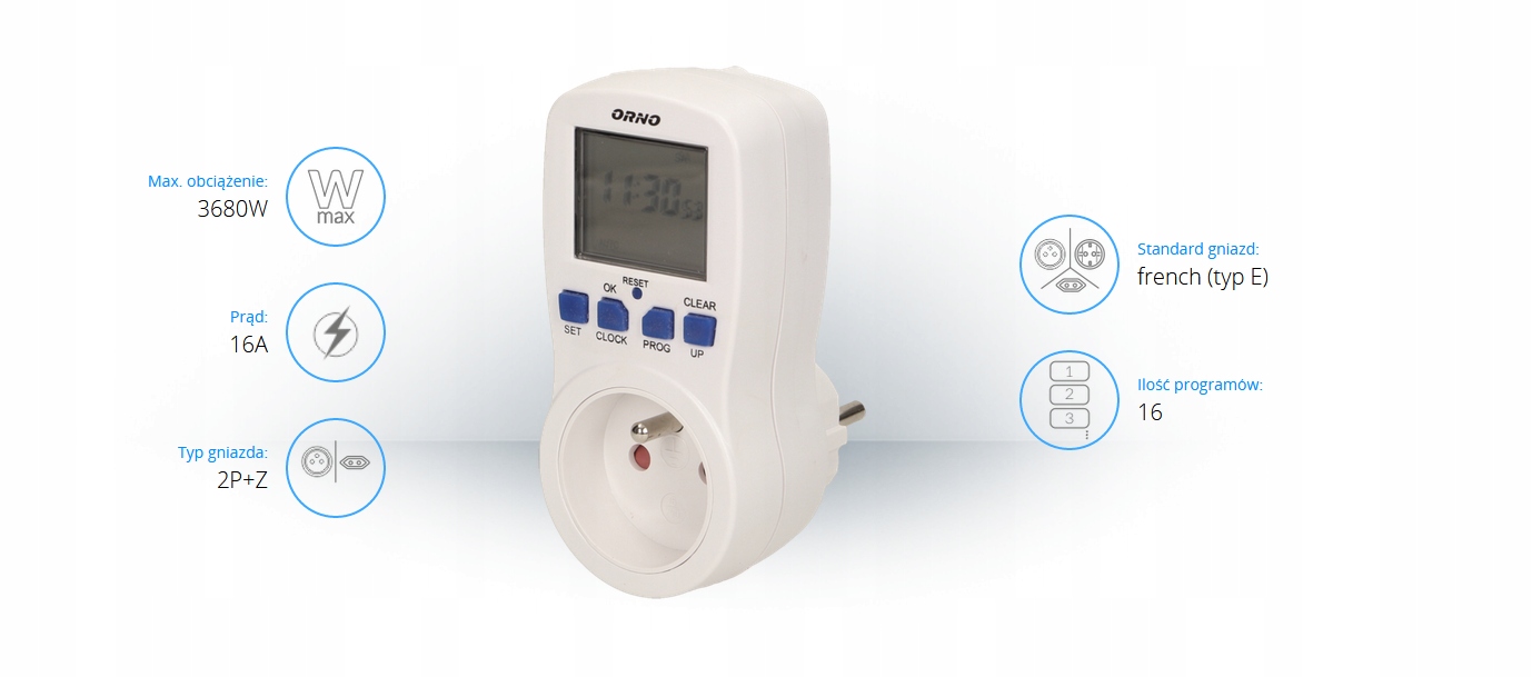 Elektroniczny programator czasowy OR-PRE-409 ORNO Marka Orno