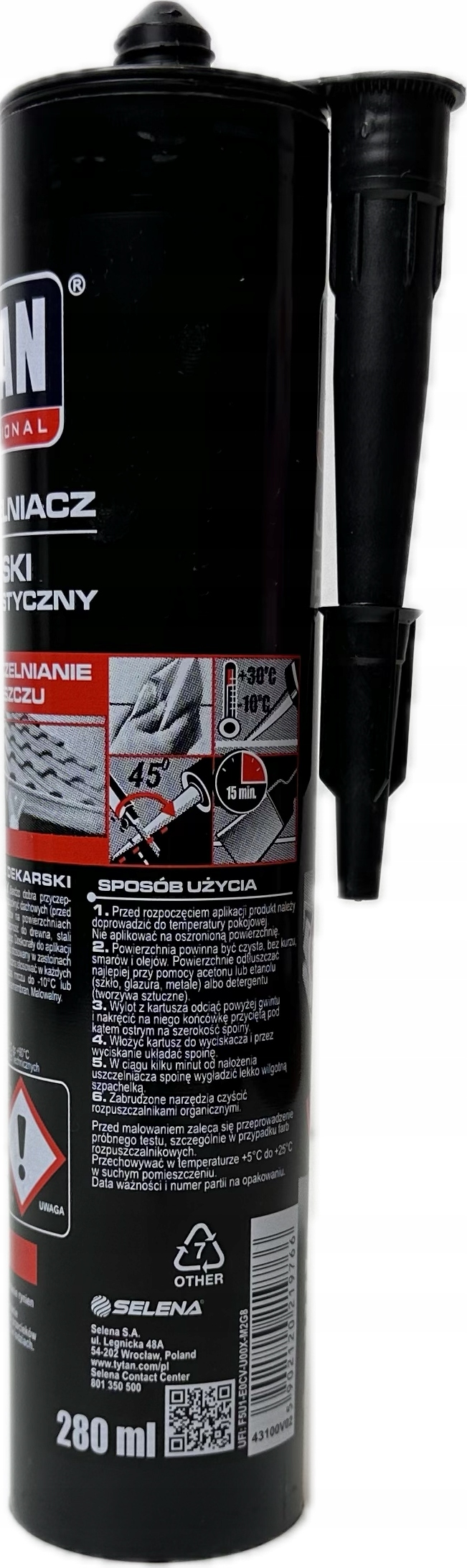 Uszczelniacz dekarski 280ml bezbarwny TYTAN do -10°C, malowalny, na mokre Stan opakowania oryginalne