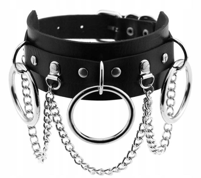 

Naszyjnik Choker Obroża Grunge Czarny Srebrny