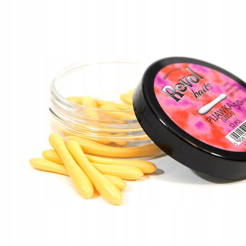 przynęta Pijawka Revol Baits dł.70mm -Jasnożółty zapach Krewetka 1szt.