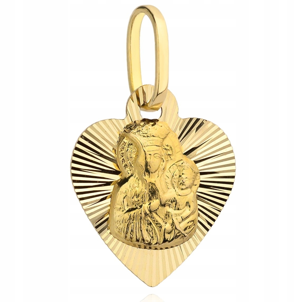 Zlatý Medailonek Matka Boží 585 Diamantové Srdce Větší Přívěsek