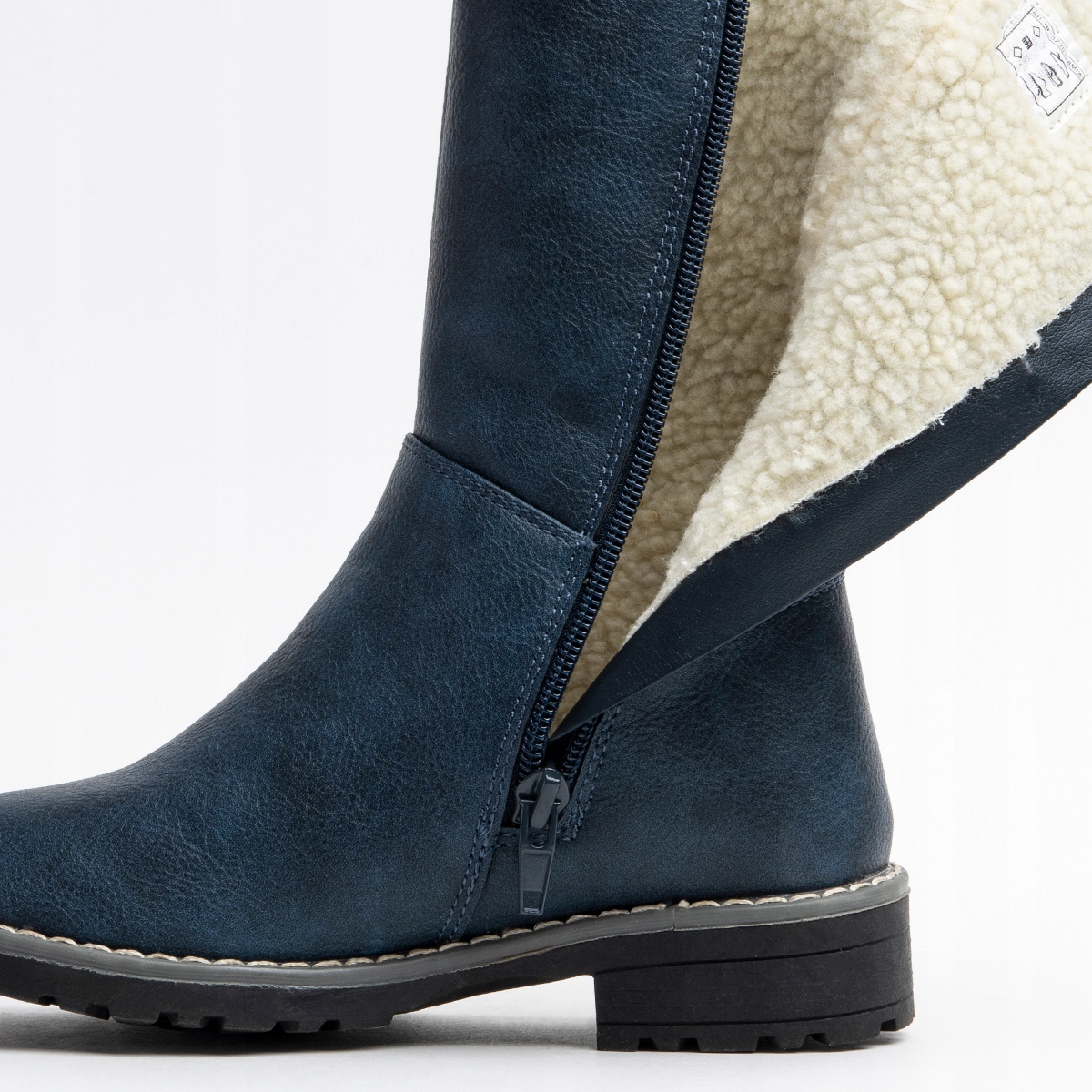 Kozaki dziewczęce OCIEPLANE kożuszek eleganckie SUWAK oficerki Wojtyłko Kod producenta 20178