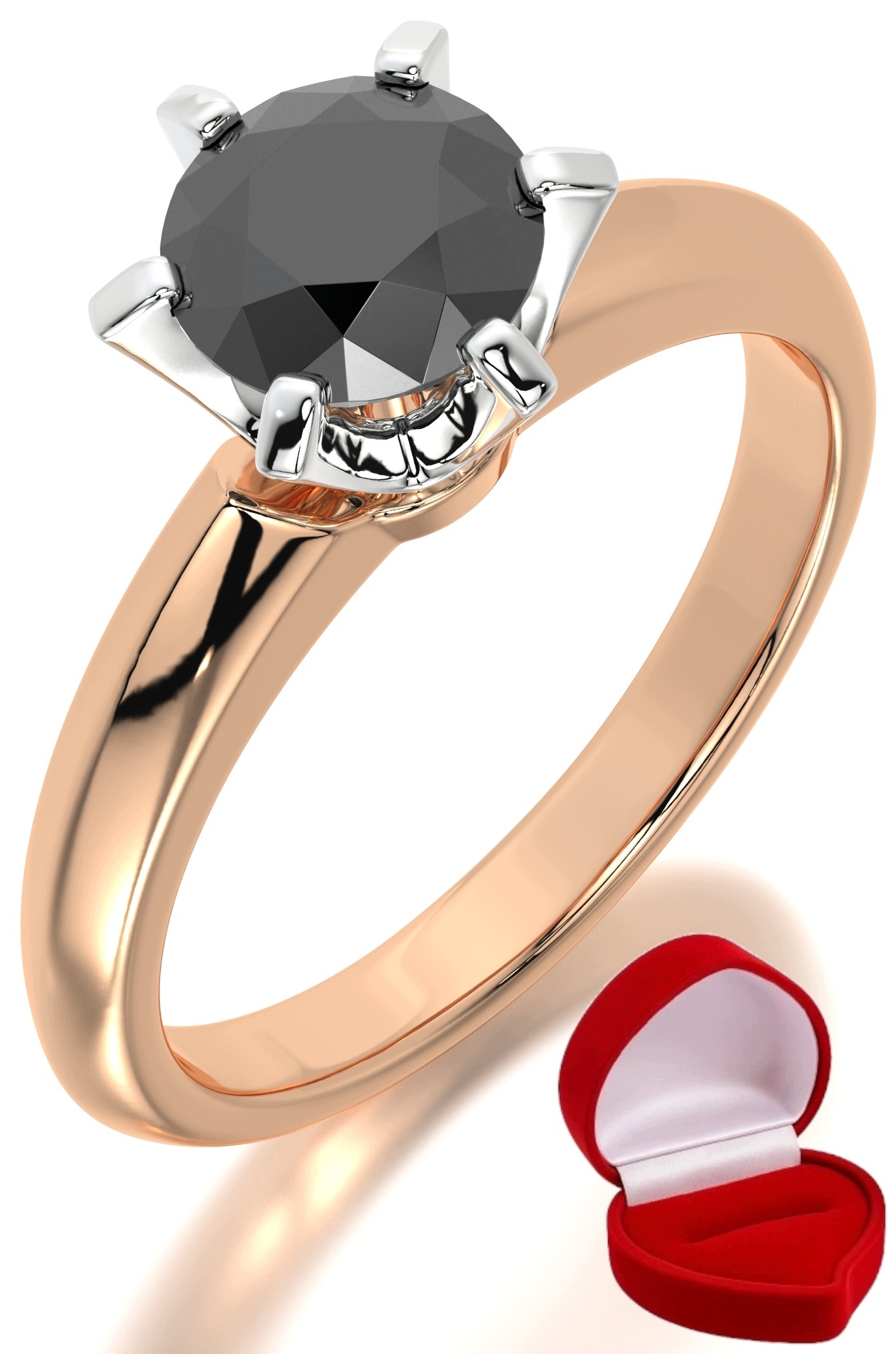 Zlatý Prstýnek 585 14k Brylant Č. 1 ct Růžové Zlato R13