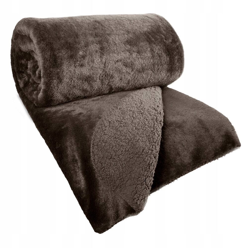 Dekorativní přehoz Nina 170x210 tmavě hnědý kožešinový a nadýchaný